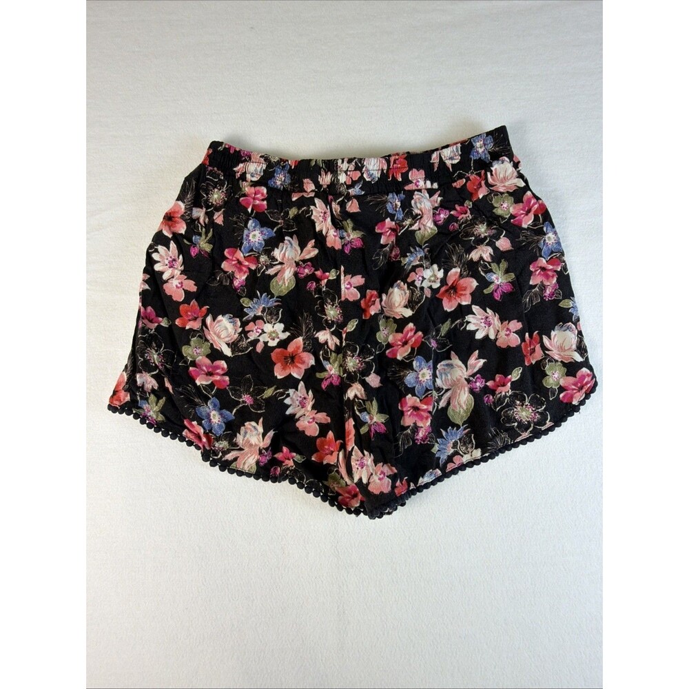 Hollister Womens Stretch Floral Drawstring Shorts Black Boho Beach  Tropical M